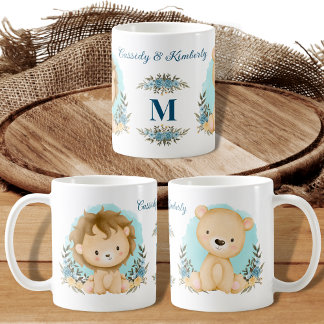 Adorable Lions Mr. & Mrs. Personalized Monogram Coffee Mug