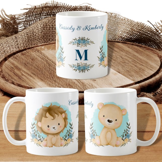 Adorable Lions Mr. & Mrs. Personalized Monogram Coffee Mug (Creator Uploaded)
