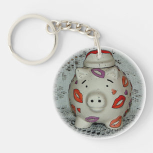 Adorable Lipstick Pig Keychain