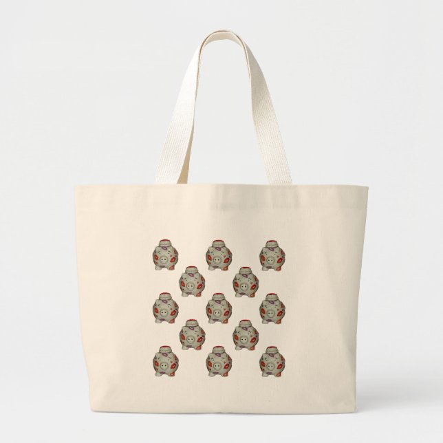 Adorable Lipstick Pig Large Tote Bag (Front)