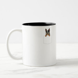 Adorable Little Australian Cattle Dog In The Pocke Two-Tone Coffee Mug