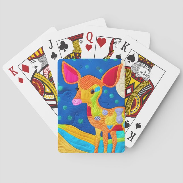 Adorable Little Baby Deer - Quilt-Like Design Playing Cards (Back)