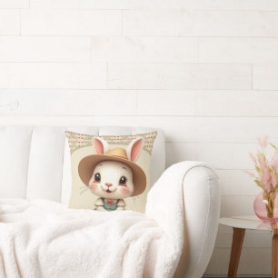 Adorable Little Bunny Rabbit Throw Pillow