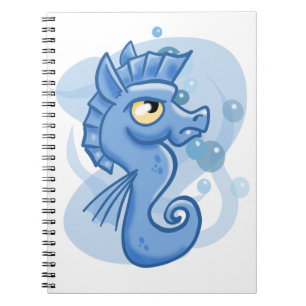 Adorable little cartoon seahorse notebook