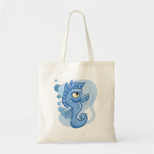 Adorable little cartoon seahorse tote bag