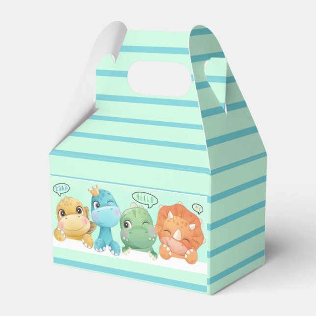 Adorable Little Dinosaur Baby Shower  Favor Box (Front Side)