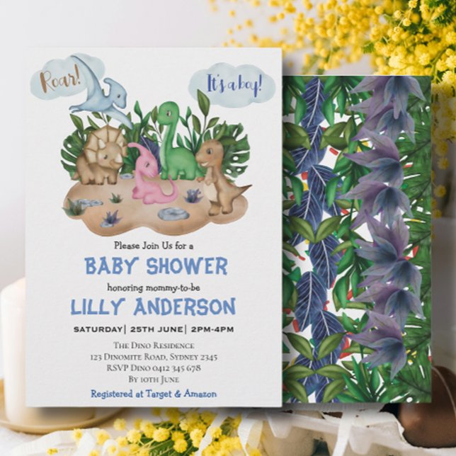 Adorable little Dinosaurs party! Roar! Baby Shower Invitation (Creator Uploaded)