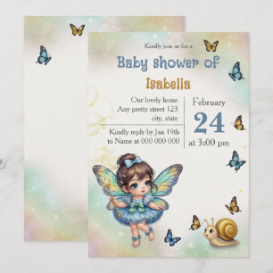Adorable little fairy baby shower invitation