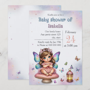 Adorable little fairy baby shower invitation