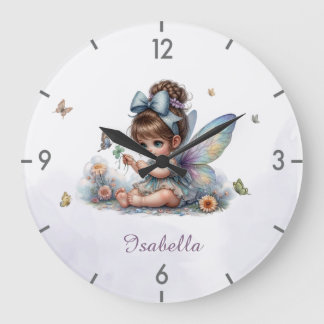 Adorable little fairy large clock