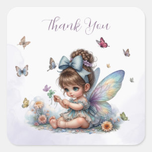 Adorable little fairy square sticker