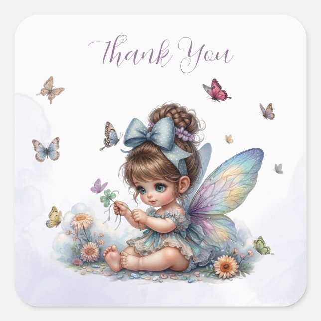 Adorable little fairy square sticker (Front)