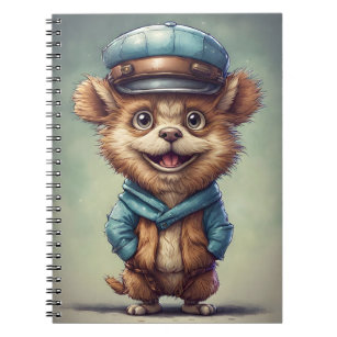Adorable Little Fantasy Creature in Hat and Coat Notebook
