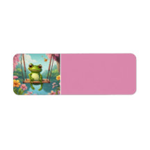 Adorable Little Frog on Swing Return Labels