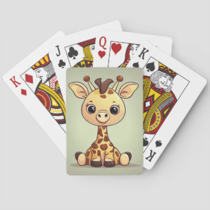 Adorable little giraffe playing cards