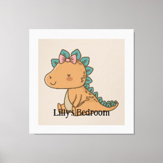 Adorable Little Girl Dinosaur - Cute Dino Design Canvas Print