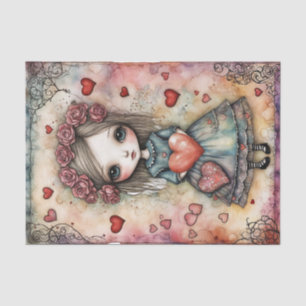 Adorable Little Girl - Valentines Day - Decoupage Tissue Paper