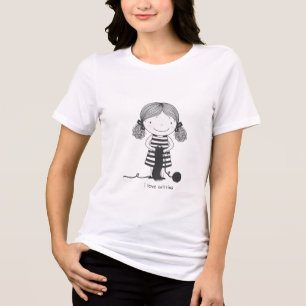 Adorable Little Girl Who Knits I Love Knitting Tri-Blend Shirt