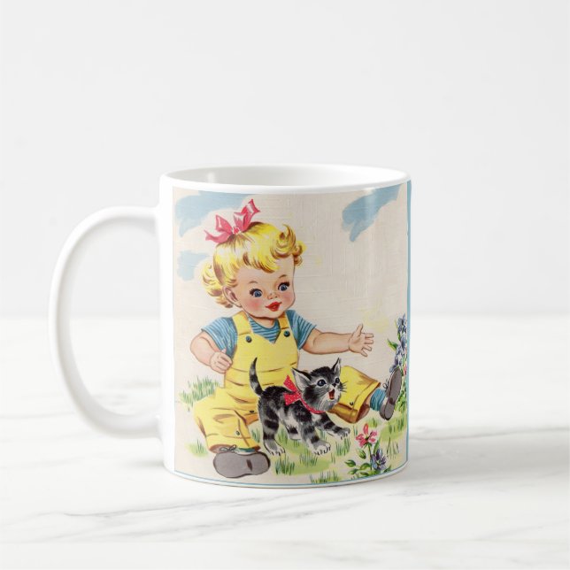 adorable little girl with adorable little kitten coffee mug (Left)