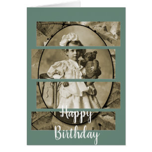 ADORABLE LITTLE GIRL WITH TEDDY BEAR DOLL 1900'S