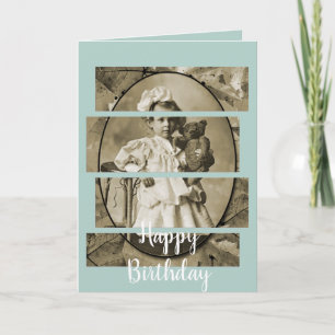 ADORABLE LITTLE GIRL WITH TEDDY BEAR DOLL 1900'S CARD