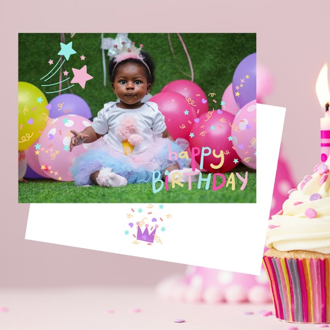 Adorable Little Girl's Photo Flat Birthday Card (Creator Uploaded)