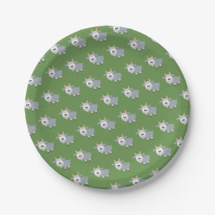Adorable Little Grey Goat Pattern Paper Plate