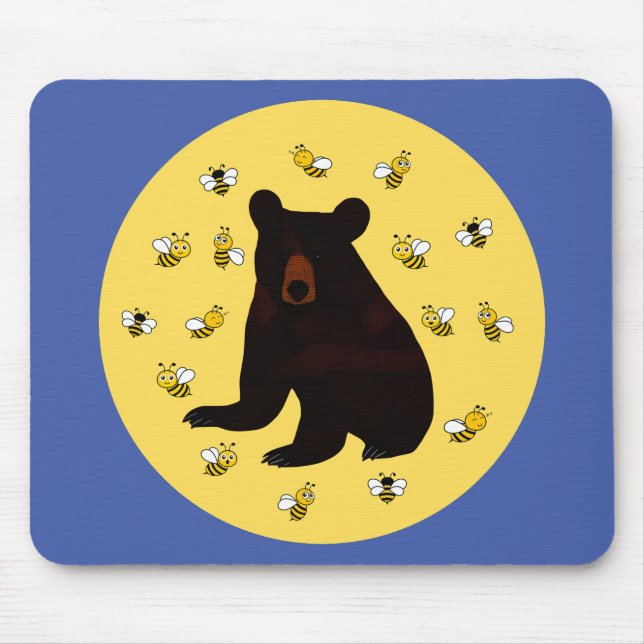 Adorable Little Honey Bee Bear Mouse Pad (Front)