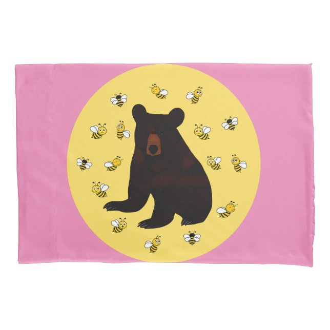 Adorable Little Honey Bee Bear Pillowcase (Front)