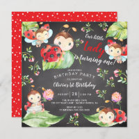 Adorable Little Lady Ladybug 1st Birthday Invitati