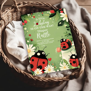 Adorable Little Ladybug Girl Baby  Diapper Raffle Enclosure Card