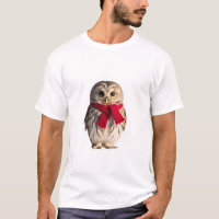 Adorable Little Owl Wearing a Red Scarf