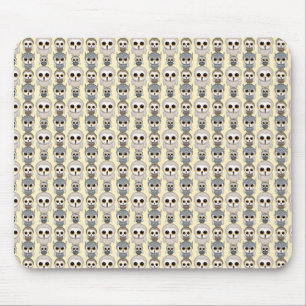 Adorable Little Owls Pattern on Light Yellow Mouse Pad