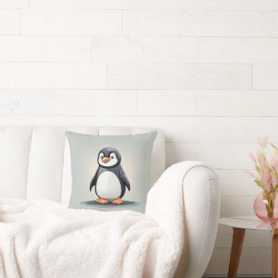 Adorable little penguin throw pillow