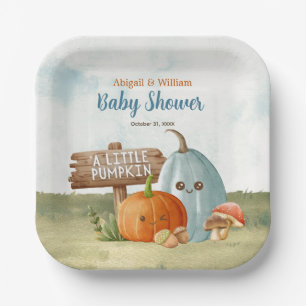 Adorable Little Pumpkin Baby Shower Party Paper Plate