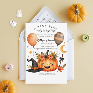 Adorable Little Pumpkin Boo Halloween Baby Shower Invitation