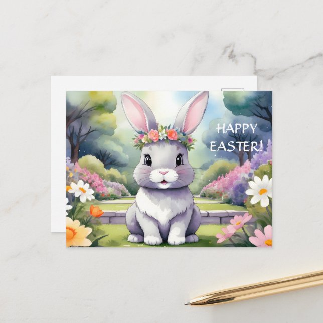 Adorable little rabbit, Easter Holiday Postcard (Front/Back In Situ)
