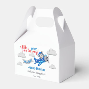Adorable Little Teddy Bear Airplane Baby Shower Favor Box