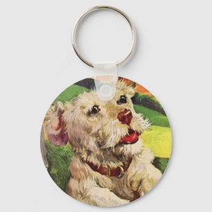 adorable little terrier dog illustration keychain