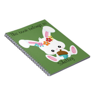 Adorable Little White Bunny Personalized Notebook