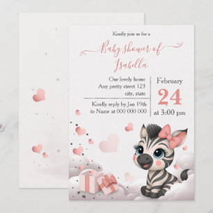 Adorable little zebra baby shower invitation
