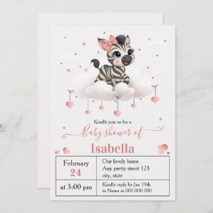 Adorable little zebra baby shower invitation