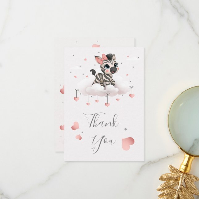 Adorable little zebra  thank you card (Front/Back In Situ)