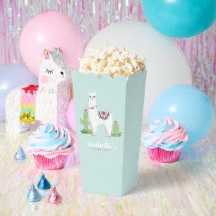 Adorable Llama Personalized Girls Birthday Party Favor Box