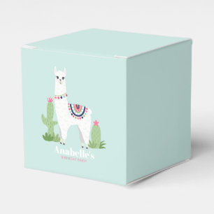 Adorable Llama Personalized Girls Birthday Party Favor Box