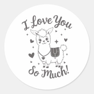 Adorable Llama Valentine Shirt Cute Retro Hearts S Classic Round Sticker