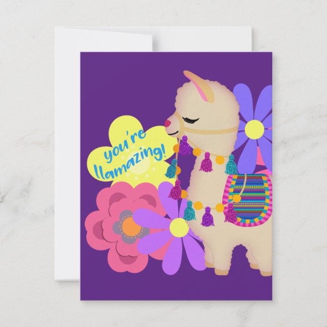 Adorable Llama | You're Llamazing! | Personalize Holiday Card (Front)