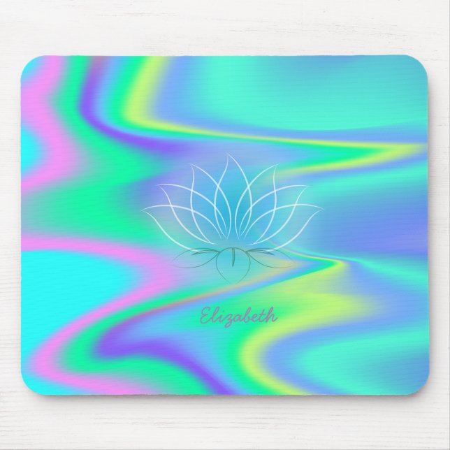 Adorable Lotus , Holographic Rainbow Mouse Pad (Front)