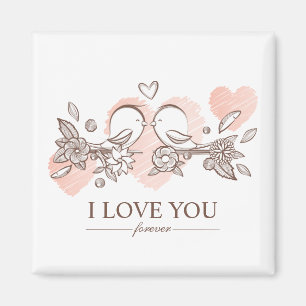 Adorable Lovebirds In Love Valentine Magnet