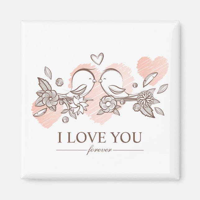 Adorable Lovebirds In Love Valentine | Magnet (Devant)